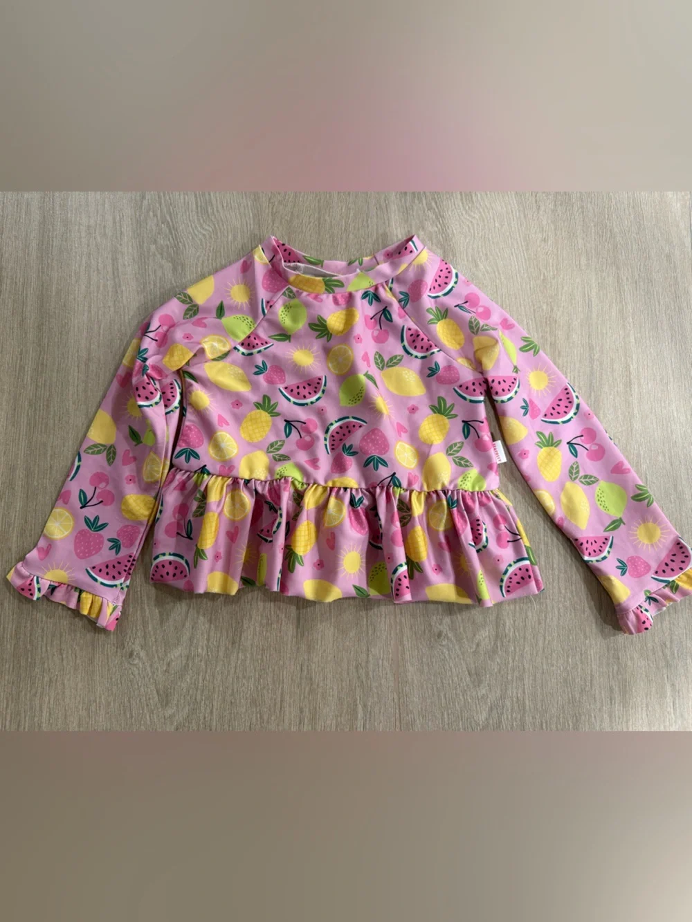 SeaFolly Baby Girls Fruit Print Rash Guard Swimsuit 3T Pink UPF
